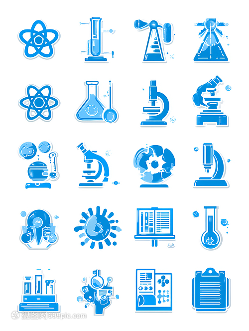 蓝色科学实验工具图标